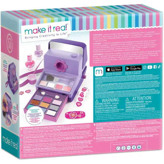 Make It Real: Instant Glam Cosmetic Case - 23pcs, Camera Shaped Makeup Case, Eyes-Lips-Face-Nails, Stickers To Decorate, Girls & Kids Ages 8+ {4}