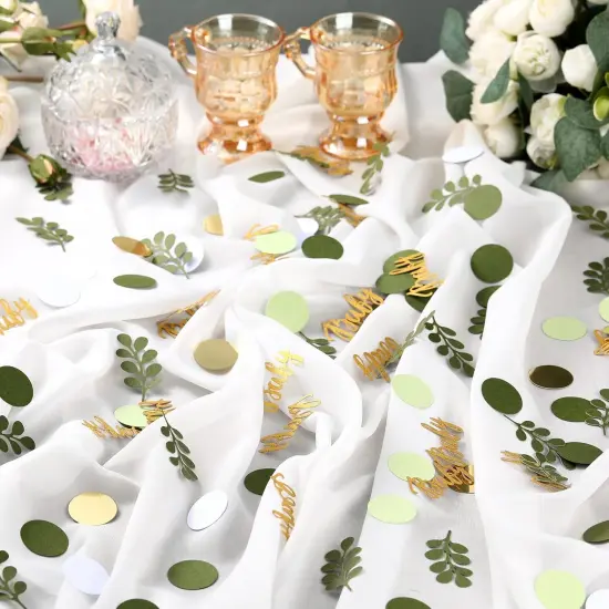 400 Pcs Greenery Baby Shower Confetti Scatter Decorations Green Brown White Table Confetti Dots with Eucalyptus and Gold Scatter for Baby Shower Gender Reveal Decor {3}
