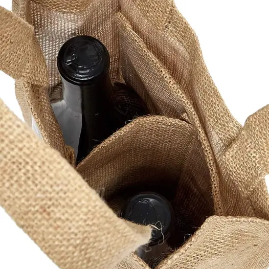 Jute Wine Bag with Window 11.875" x 4.31" x 13.75" Spacious and Stylish {5}