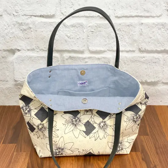 Crosscut Sewing Co.&reg; Market Tote Bag Sewing Project Kit for Beginners with Fabric, Instructions and Video Diamod floral {6}