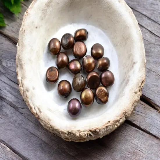 10-13mm Rusty Bronze Iris Large Hole Fresh Water Nugget Pearls (8" Strand) {2}