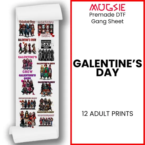 Galentine's Day DTF Transfer 22x60 - Direct-to-Film Gang Sheet, Ready-to-Press Galentine’s Design for Apparel {2}