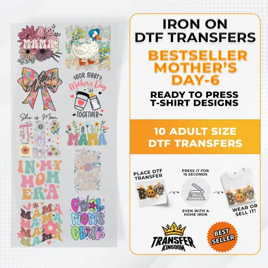 Best Seller Mother's Day T-shirt Designs Premade DTF Gangsheet - DTF Bundle 6 {1}