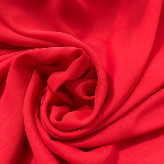 1 Yard Lightweight Sheer Chiffon Fabric, 60" Wide, Ideal for Bridal & Formal Dresses Red {1}