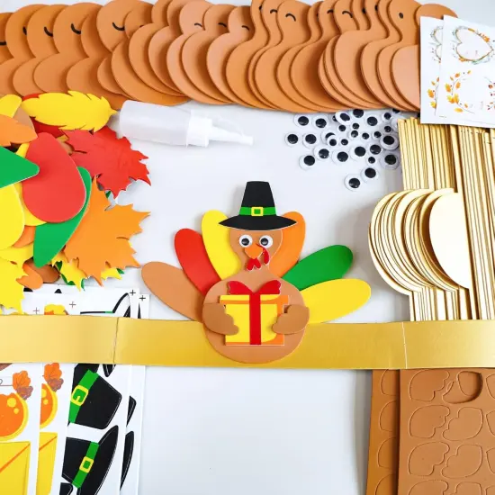 24 Sets Thanksgiving Turkey Headbands Fall Craft Kits {5}