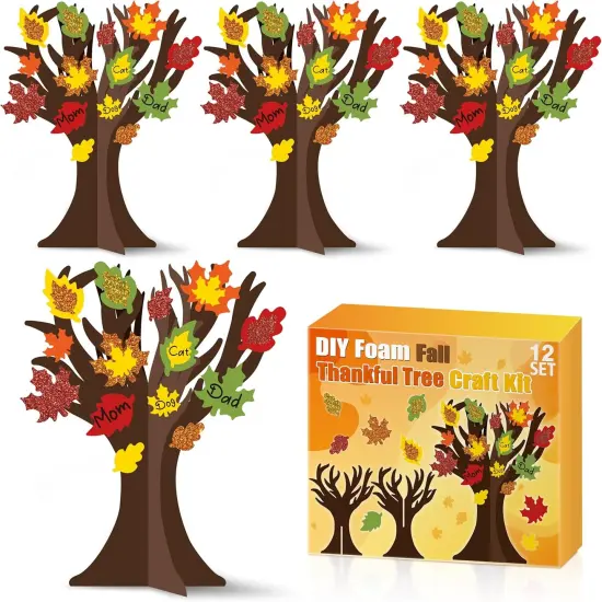 12 Pack Fall Thankful Leaves Trees Foam Kits {1}