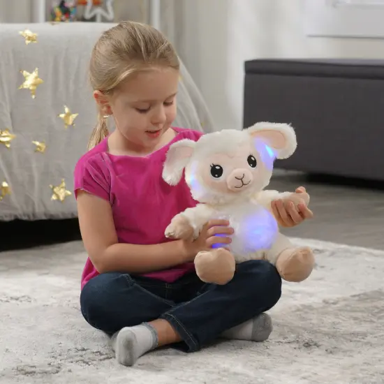 Happy Nappers: Lullabrites Lamb - Musical Light Up Bedtime Plush - Cream & Tan - Plays 3 Lullabies, Soft Animal, Day & Night Soothing Toy, Kids {5}