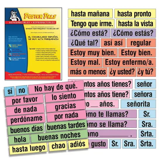 Poster Pals Spanish Educational & Language Teaching High Frequency Vocabulary Card phrase Posters, colorful laminated cards classroom reference and instruction {4}