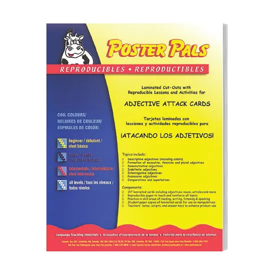 Poster Pals Spanish Educational & Language Teaching Adjective Vocabulary Card phrase Posters, colorful laminated cards classroom reference and instruction {3}