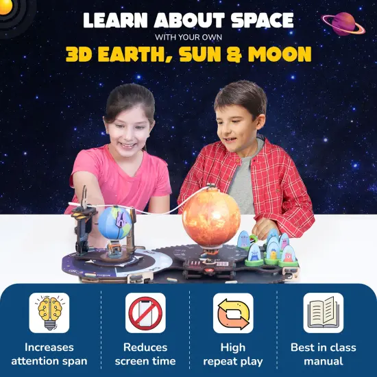 Smartivity: Earth-Sun-Moon Space - DIY STEMScience, Wooden Building Set, Interactive 3D Model Toy, Build-Play-Learn, All-In-1 Craft Kit, Kids Age 8+ {7}