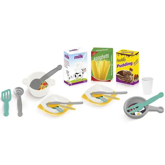 Dolu: Kitchen Set - Green-Yellow-Gray - 20pc Toy Cooking Center, Sound Effects, Stove-Oven Appliance Pretend Play, Dishes & Food Accessories, Kids 3+ {5}