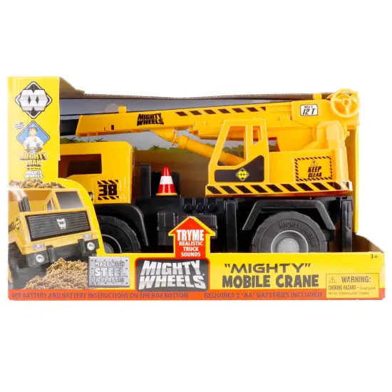 Mighty Wheels: 16" Mighty Mobile Crane - Sounds Construction Toy Vehicle, Realistic Boom, Hook & Transport, Durable Indoor-Outdoor Play, Kids Ages 3+ {1}