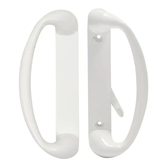 Sliding Glass Patio Door Handle Replacement Set, White Diecast, Mortise Style, Non-Keyed (Fits 3-15/16 Inch Hole Spacing) {1}