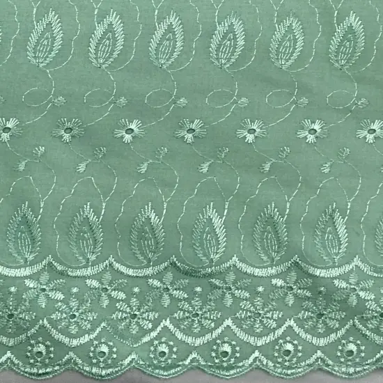1 Yard Mint Green Medium Eyelet Fabric with Soft Feel and Double Border &ndash; 41/42" Wide {2}