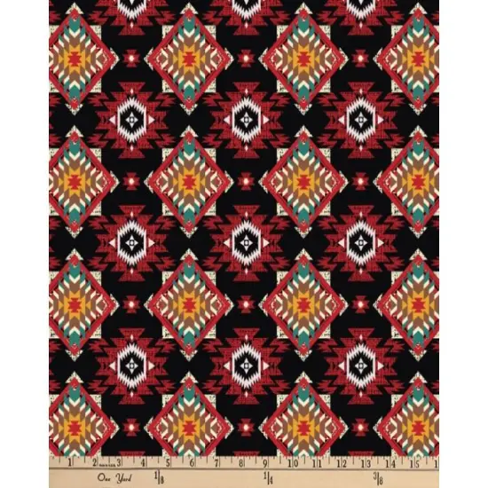 Native Southwest Black Digital Cotton Print Fabric | By the Yard | Sewing and Crafting | 44 inches wide {1}