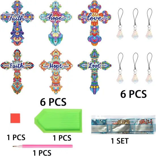 6-Piece Cross Diamond Art Painting Bookmark Kits for Kids & Adults {5}