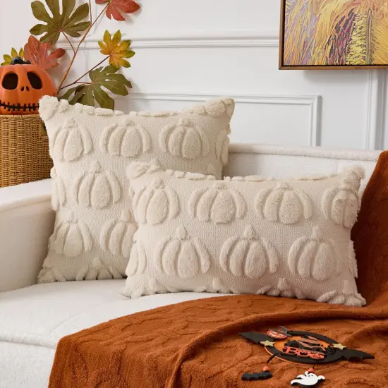2 Packs Fall Pumpkins Pillow Covers 18x18 Inch {2}