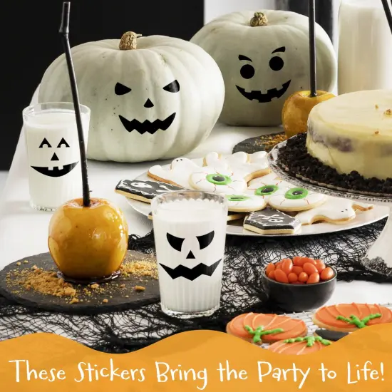 Wrapables Halloween Classic Pumpkin Face Stickers, DIY Halloween Pumpkin Decorating Stickers for Party Supplies, Favors, Trick or Treat (18 Sheets) {6}