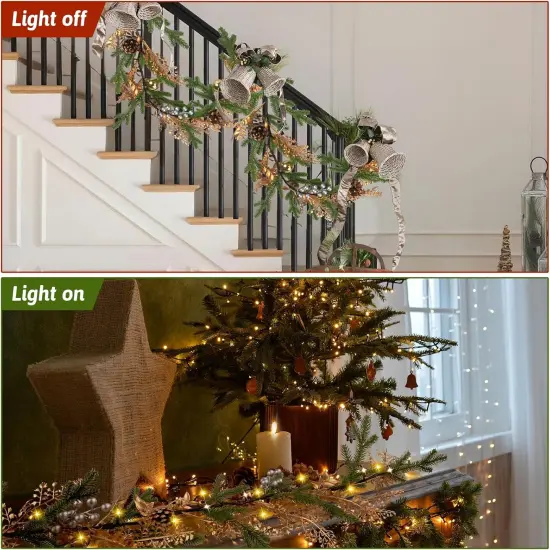 5.2ft 40 LEDs Pine Needles Christmas Garland with Lights {4}