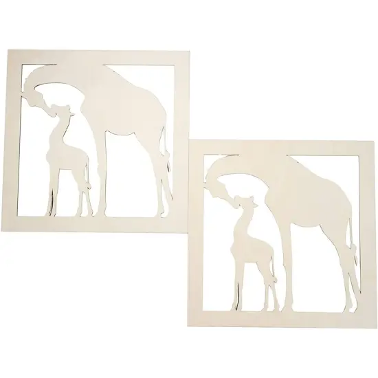 Wooden Cutouts for Crafts, Giraffe Cutout (11.6 x 0.2 in, 2-Pack) Brown {5}