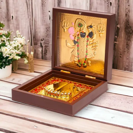 Gold Plated Laxmi Ganesha, Radha Krishna, Shrinath Ji, Ganesh, Ram Laxman Sita (ram Darbar) with Charan Paduka - Diwali Housewarming Return Gift Pooja Room Decor Hindu God Paduka Prayer Box {7}