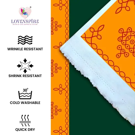 Ganesh with Kolam Design Backdrop 5x8 Feet Indian Traditional Cloth Ganesh Pooja Decor Indian Pooja Wall Decor Indian Wall Art Photo Decor Banner Decorative Pooja Cloth {3}