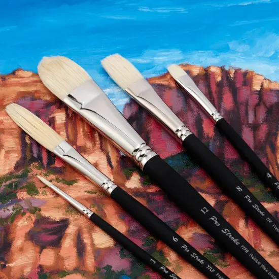 Creative Mark Pro Stroke Premium White Chungking Hog Bristle Artist Paint Brush - Explorer Set of 5 - Natural Bristle Brush w/ Soft Touch Handle for Oils, Watercolors, Acrylics, Alkyds, Caseins {3}