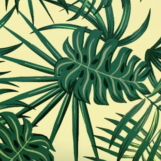 Palm Fronds and Monstera Printed Spandex Fabric {2}