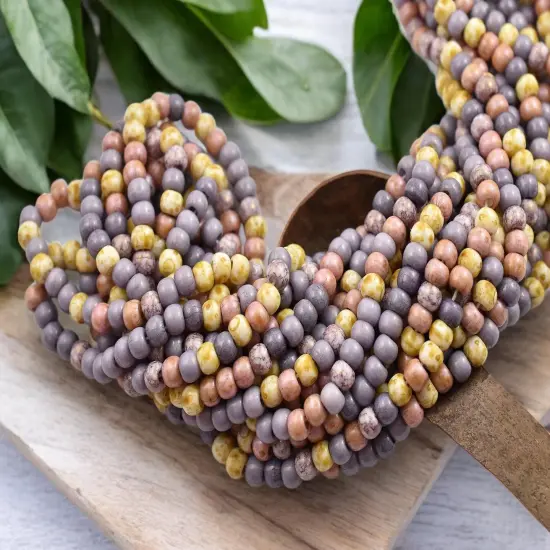 4/0 Aged Cherry Blossom Picasso Mix Seed Beads (20" Strand) {2}