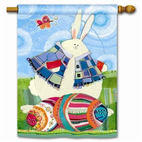 Funny Bunny Easter Banner 2 Sided Flag {1}