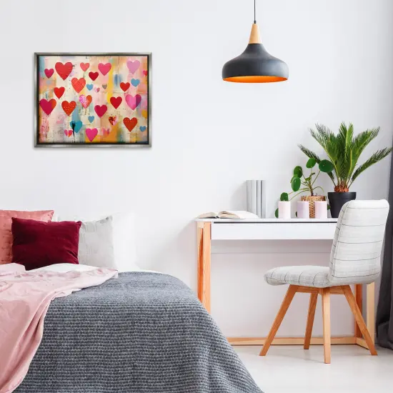 Stupell Industries Playful Patterned Hearts Framed Floater Canvas Wall Art Design by LSR Design Studio {2}