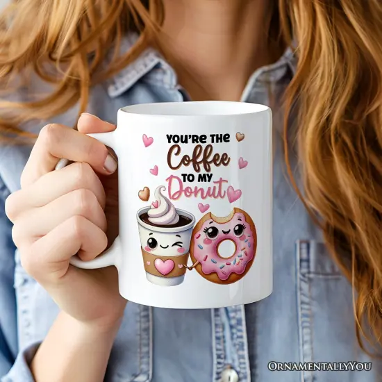 You&rsquo;re the Donut to My Coffee Mug for Couple, Cute Romantic Coffee and Donuts Lover Gift {2}