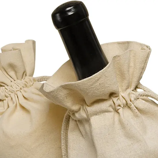 Standard Round Bottom Cotton Muslin Bag 5 1/2" x 3 1/2" x 10 1/4" {4}