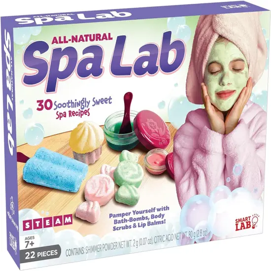 SmartLab Toys All Natural Spa Lab - 22Piece - 30 Soothing Spa Recipes - Includes 4 Bath Bomb Molds & 2 Lip Balm Pots {1}