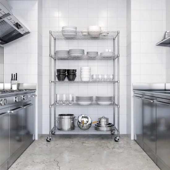 Seville Classics UltraDurable 5-Tier NSF Steel Shelving, 48" W x 24" D x 76" H Plated steel {5}