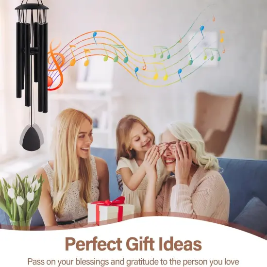Wind Chimes for Outside, Large Aluminum Wind Chimes &ndash; Deep Tones & Soothing Melodies Ideal for Garden, Patio Decor, and Windchimes Outdoors for Loss of Loved One (32'' Black) {3}