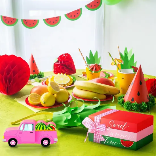 4 Pieces Summer Tiered Tray Decor Summer Kitchen Wood Table Decorations Mini Faux Books Stack for Home Party Table Shelf Farmhouse Accessories(Watermelon) {5}