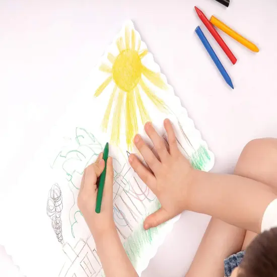 Rectangle Disposable Paper Placemat (200 Pack) - 10 x 14 Inches White Eco-Friendly Heavy Weight 60 Pound Paper Place Mat Wavy Scalloped Edge {2}