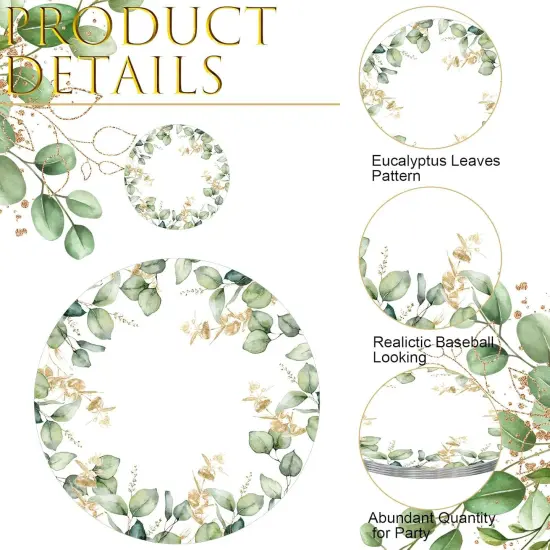 100 Pcs Eucalyptus Leaves Disposable Paper Place Mat Coaster Set Green Round Table Place Mat Paper {2}