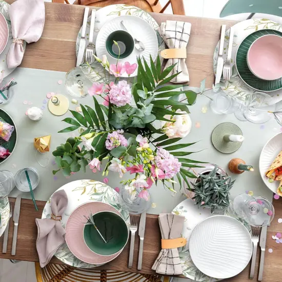 Paper Placemats Disposable 50 Pack Green Eucalyptus Leaves Place Mats 13.4 Inch Round Decorative Greenery Table Mats {5}