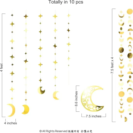 Gold Star Moon Garland Two The Moon Birthday Party Decorations {2}