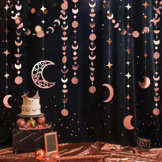 Rose Gold Star Moon Garland Party Decorations {1}