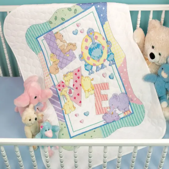 Dimensions Baby Hugs Quilt Stamped Cross Stitch Kit 34"X43"-Zoo Alphabet {3}