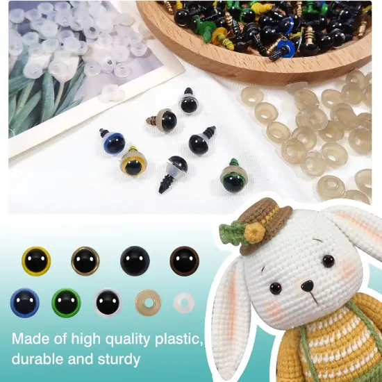 140pcs 8mm Colorful Plastic Safety Eyes Craft Eyes with Washers {3}