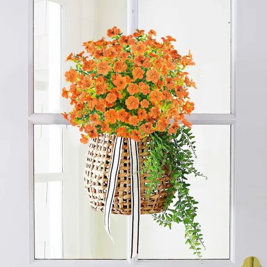 6 Bundles Artificial Fall Flowers - Orange {4}