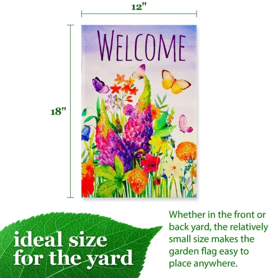 G128 Spring Floral Butterfly Welcome Garden Flag 12x18 In Double Sided Yard Garden Lawn Decoration {4}