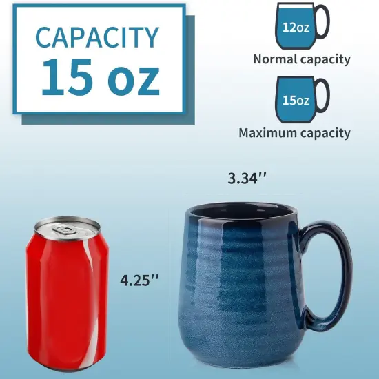 Coffee Mugs Set of 6, 12 Ounce Coffee Cups Set with Handle {4}