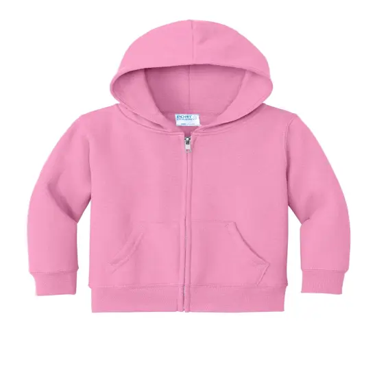 Port & Company&reg; Toddler Core Fleece Full Zip Hooded Sweatshirt Candy Pink {2}