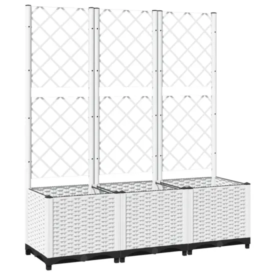 vidaXL Garden Planter with Trellis White 47.2x15.7x53.5 PP {2}