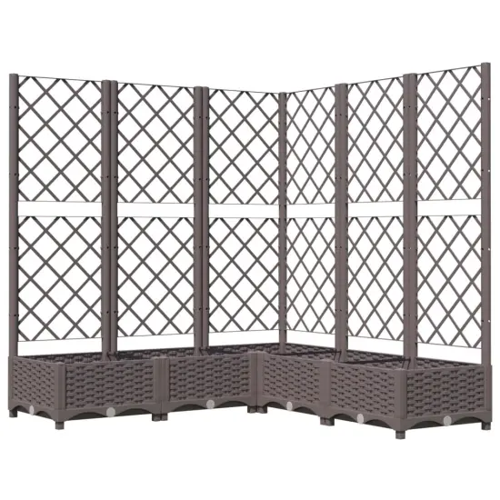 vidaXL Garden Planter with Trellis Brown 47.2x47.2x47.8 PP {2}